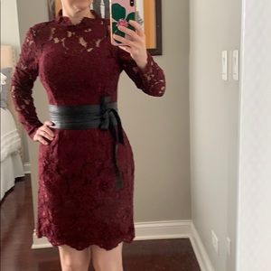 Elegant wine color lace dress